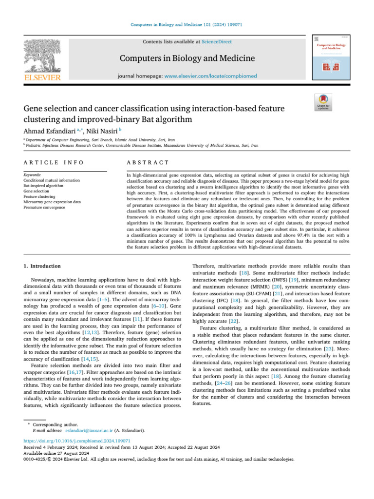 Gene Selection for Cancer Classification | PDF | Cluster Analysis ...