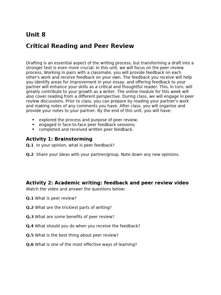 Peer Review Process in Writing | PDF | Peer Review | Human Communication