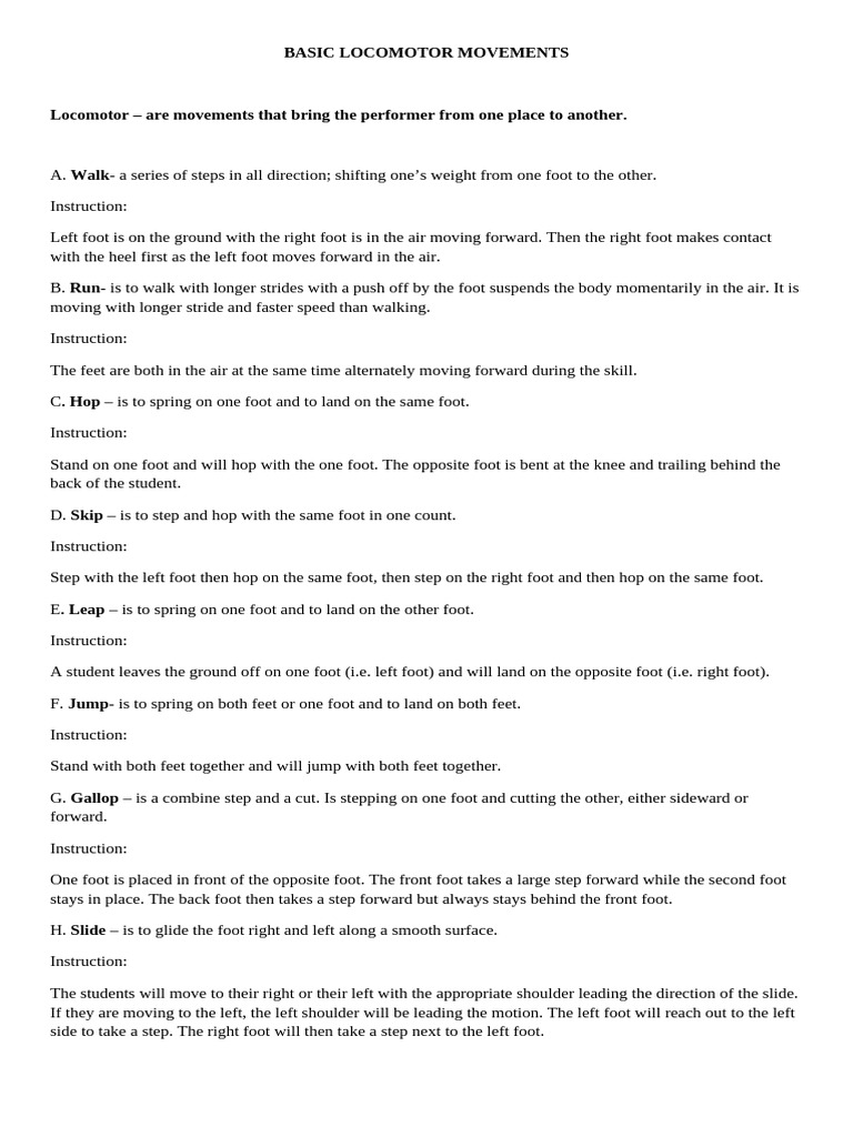 Essential Locomotor Movements Guide | PDF | Foot | Animal Locomotion