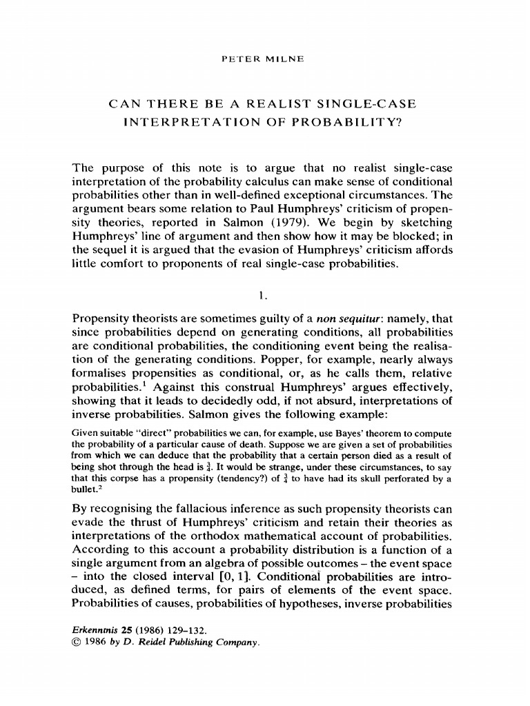 Realist Single-Case Probability Analysis | PDF | Probability ...