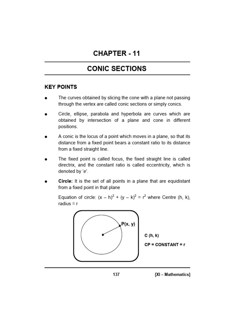 Conic Sections Overview and Problems | PDF | Ellipse | Perpendicular