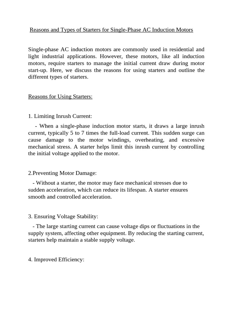 Starters for Single-Phase AC Motors | PDF | Electric Motor | Capacitor