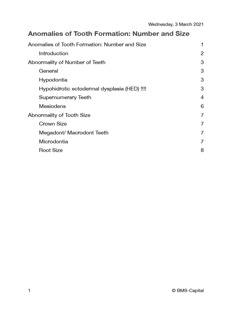 Tooth Formation Anomalies: Types & Causes | PDF | Human Tooth | Dentistry
