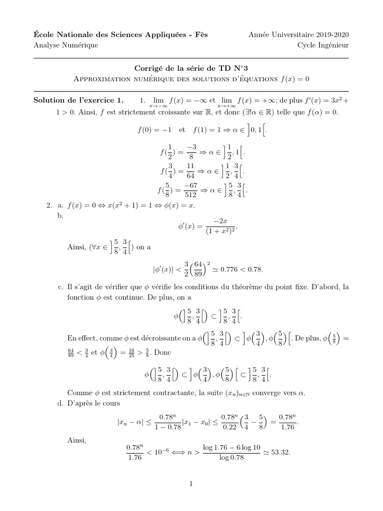 Corrigé TD3 : Approximation Numérique | PDF | Mathématiques | Analyse ...