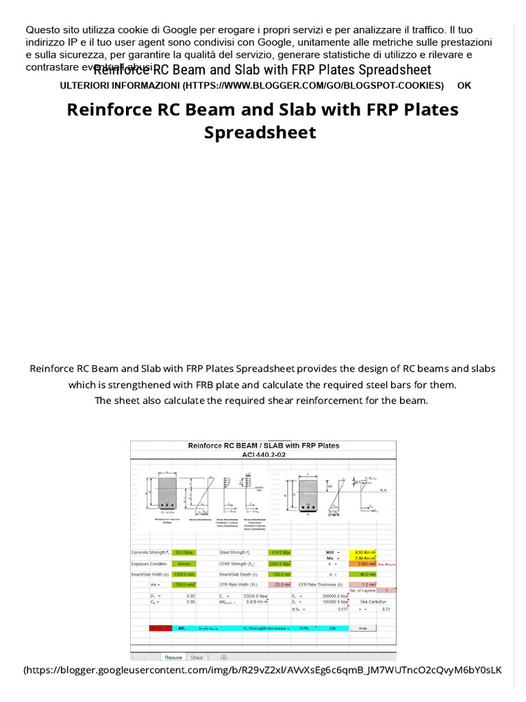 Reinforce RC Beam and Slab With FRP Plates Spreadsheet - Engineering ...