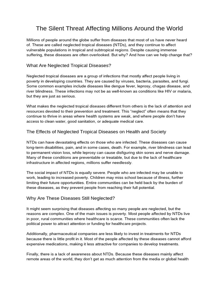 The Silent Threat Affecting Millions Around The World PDF Causes Of