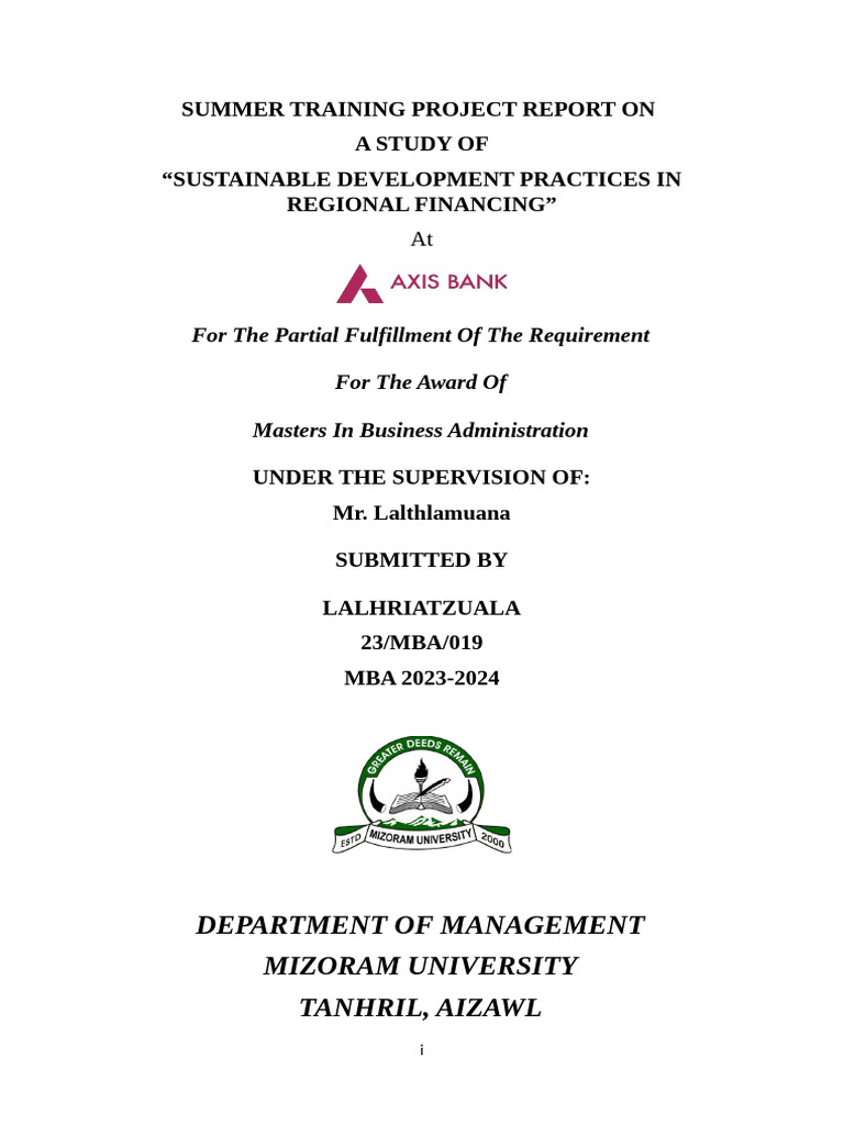 PROJECT REPORT Mba | PDF | Master Of Business Administration ...