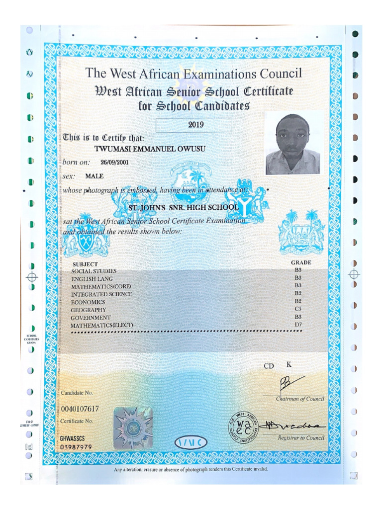 THE WEST AFRICAN EXAMINATIONS COUNCIL COMMITTED TO EXCELLENCE visual data 5
