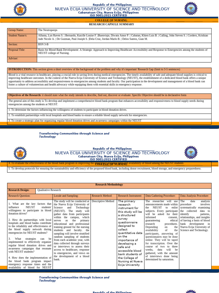 Basis For Blood Bank Development | PDF | Survey Methodology | Sampling ...