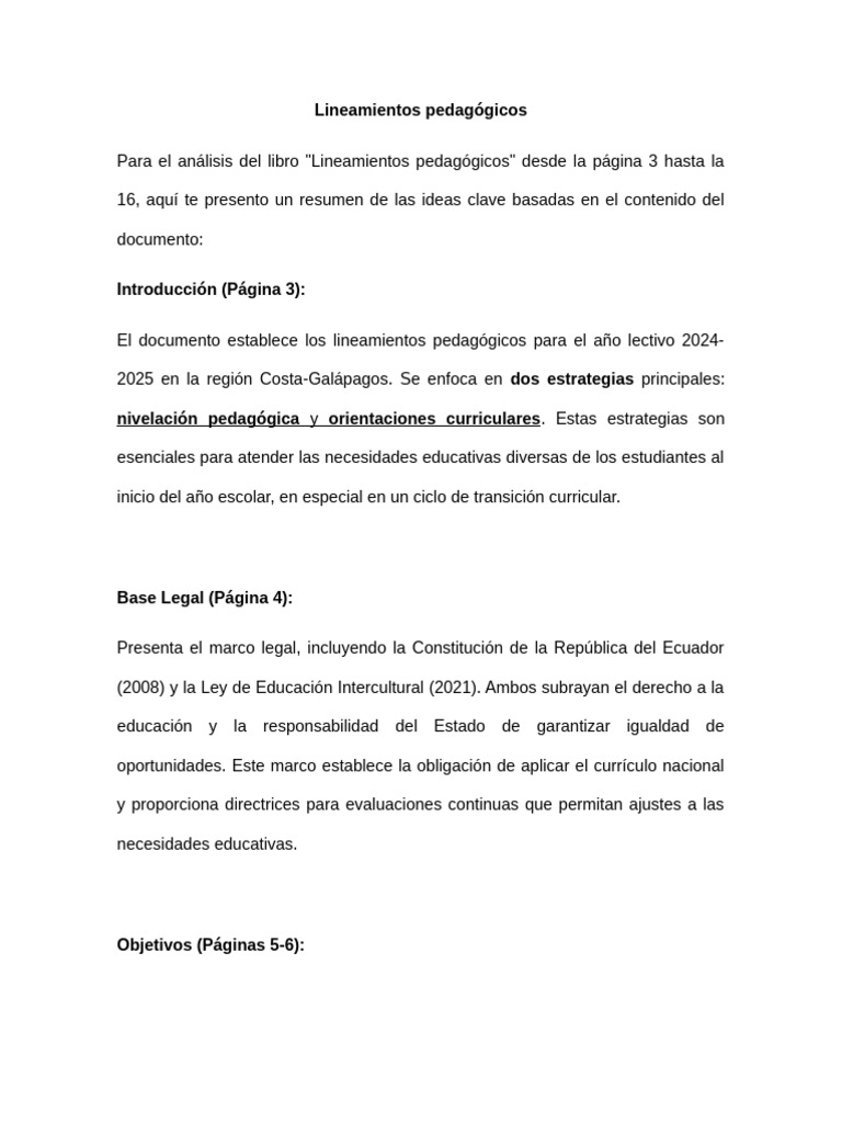 Lineamientos Pedagógicos 2024-2025 Ecuador | PDF | Plan de estudios ...