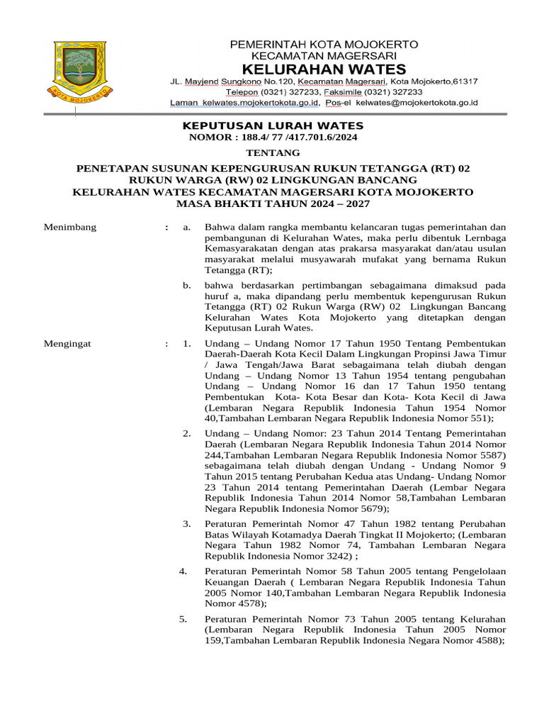 SK RT 03 RW 02 Bancang | PDF