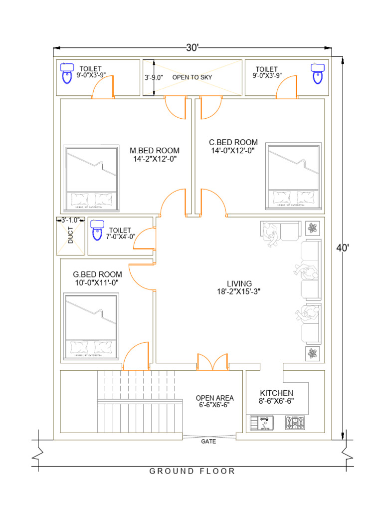 Ground Floor Layout and Design Plan | PDF