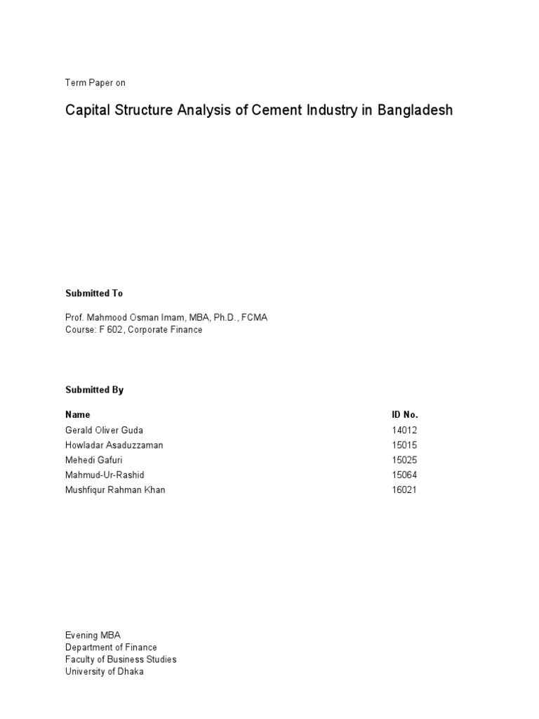 Capital Structure of Bangladesh's Cement Industry | PDF | Capital ...