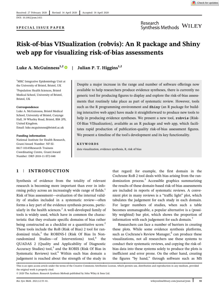 robvis: R Tool for Risk-of-Bias Visualization | PDF | Systematic Review ...