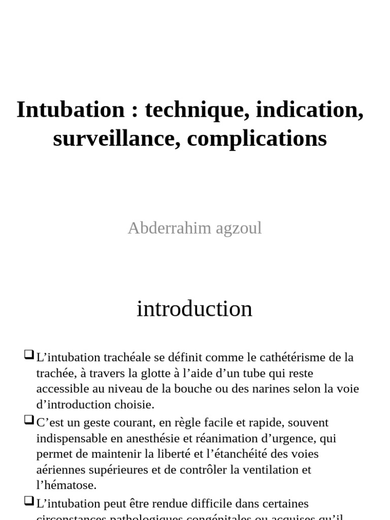 Intubation | PDF | Respiration | Chirurgie