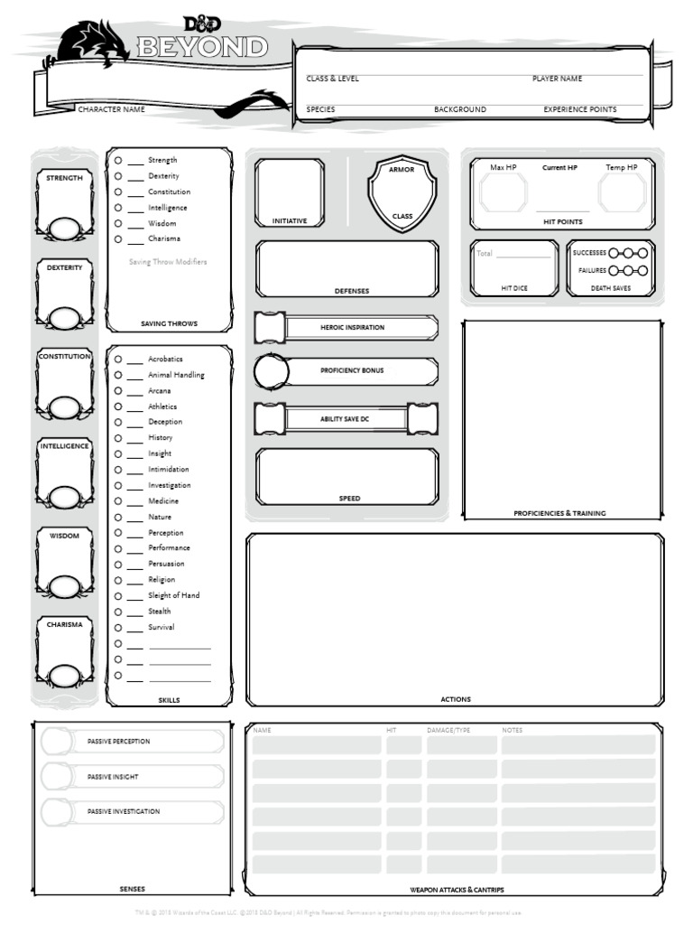 DND 5e Character Sheet | PDF | Fantasy Role Playing Games | Dungeons ...