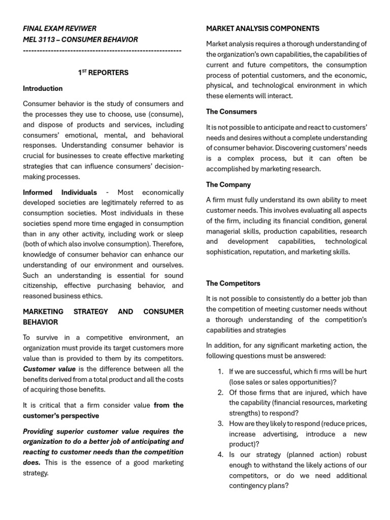 Consumer Behavior Exam Review Guide | PDF | Marketing | Consumer Behaviour