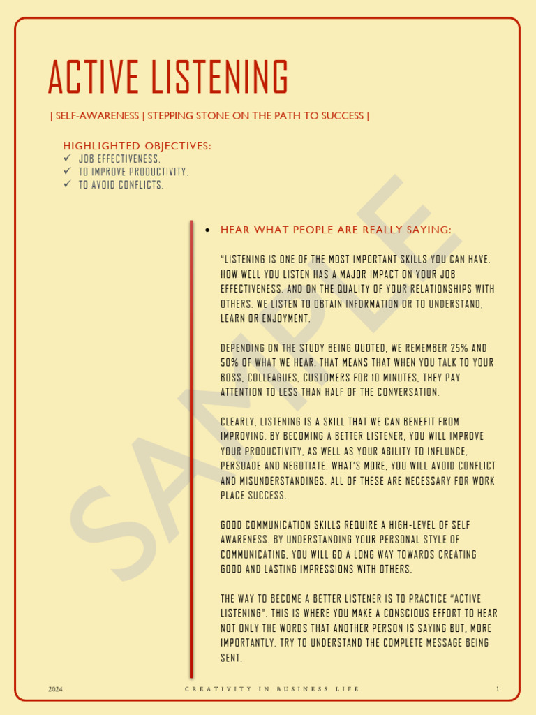 Active Listening | PDF | Communication | Human Communication