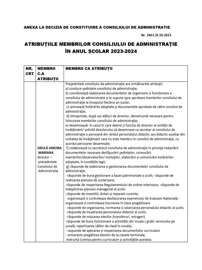 Atributii-Consiliu de Administrație | PDF