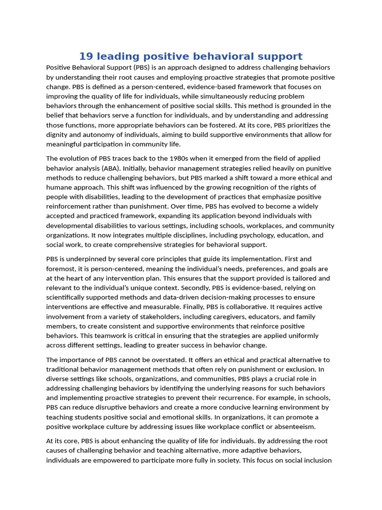 19 leading positive behavioral support pdf reinforcement behaviorism