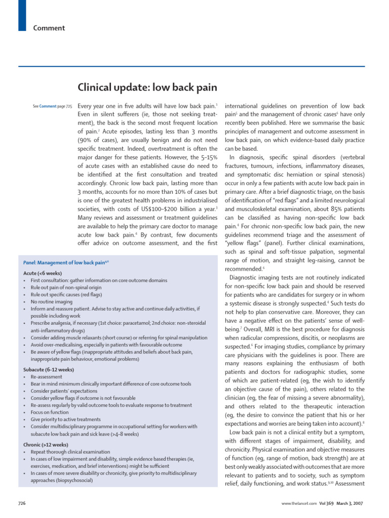 Clinical Update Low Back Pain-46560202 | PDF | Low Back Pain | Back Pain