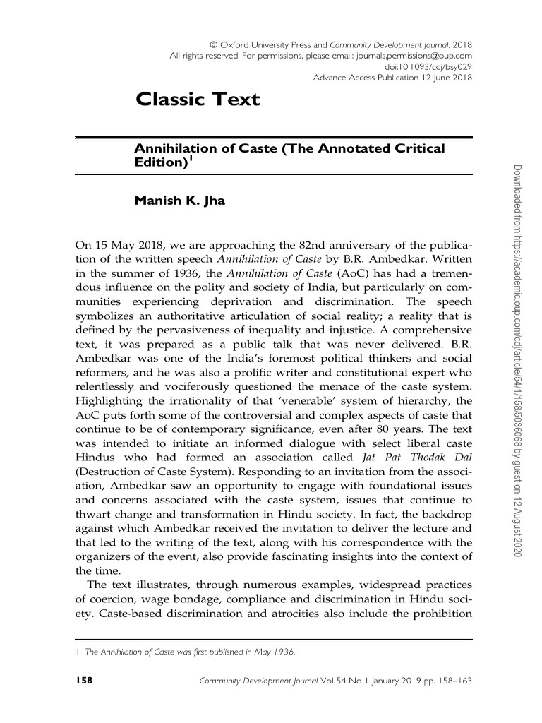 Annihilation of Caste The Annotated Crit | PDF | Caste | Dalit