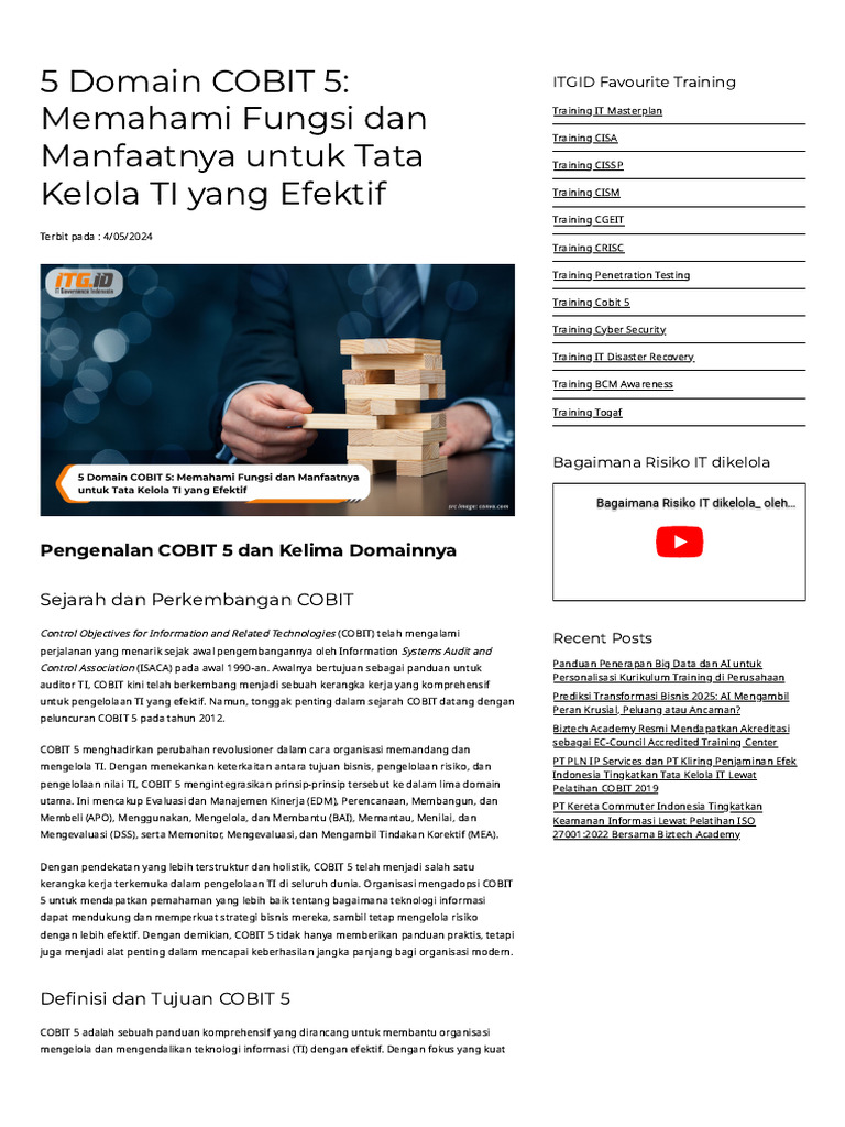 5 Domain Utama COBIT 5 untuk TI | PDF