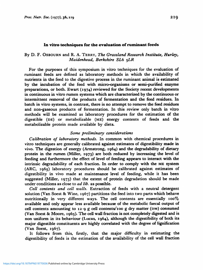 In Vitro Methods for Ruminant Feed Evaluation | PDF | Proteins