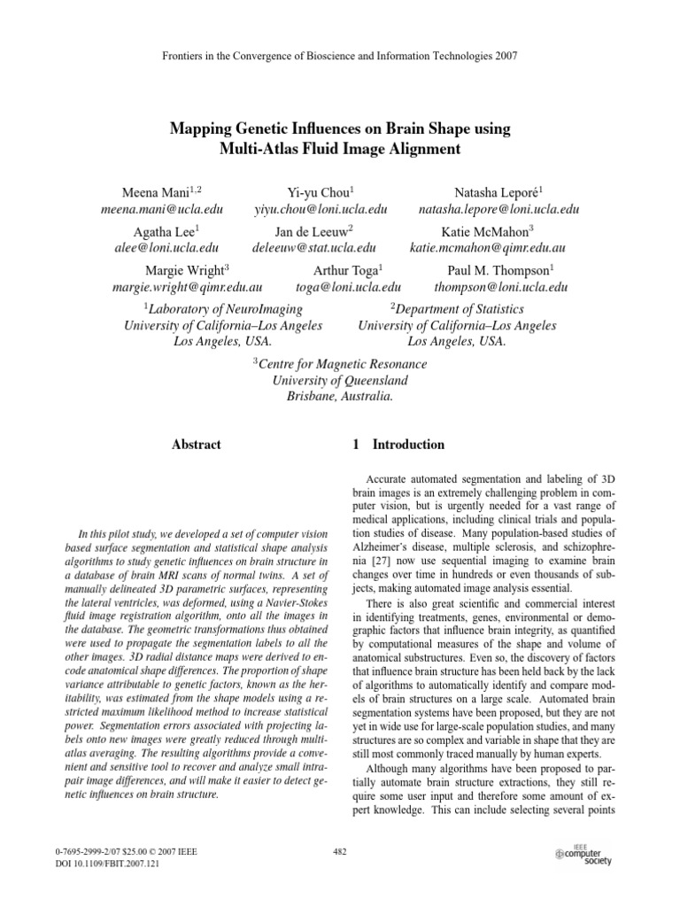 Genetic Influence on Brain Shape Analysis | PDF | Heritability | Image ...