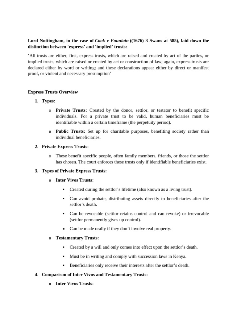 Understanding Express Trusts and Their Types | PDF | English Trust Law ...