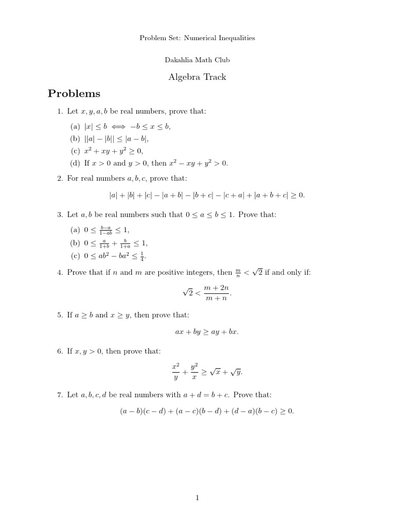 Advanced Algebra Inequalities | PDF