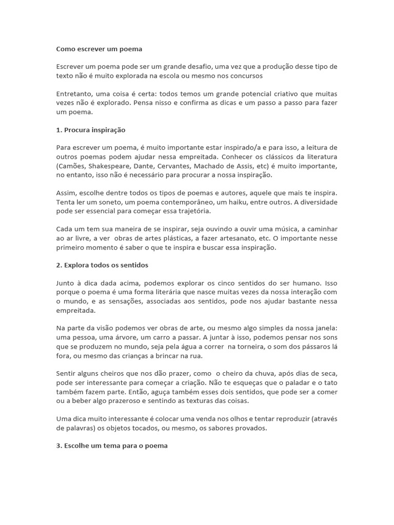Como Escrever Um Poema | PDF | Poesia