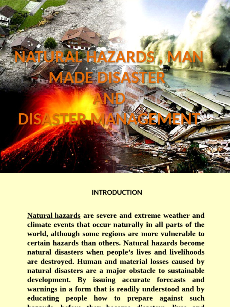 Natural and Man-Made Disasters Overview | PDF | Natural Disasters | Hazards