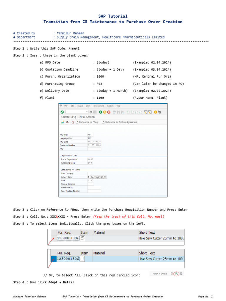 SAP Purchase Order Creation Guide | PDF | Service Industries | Procurement