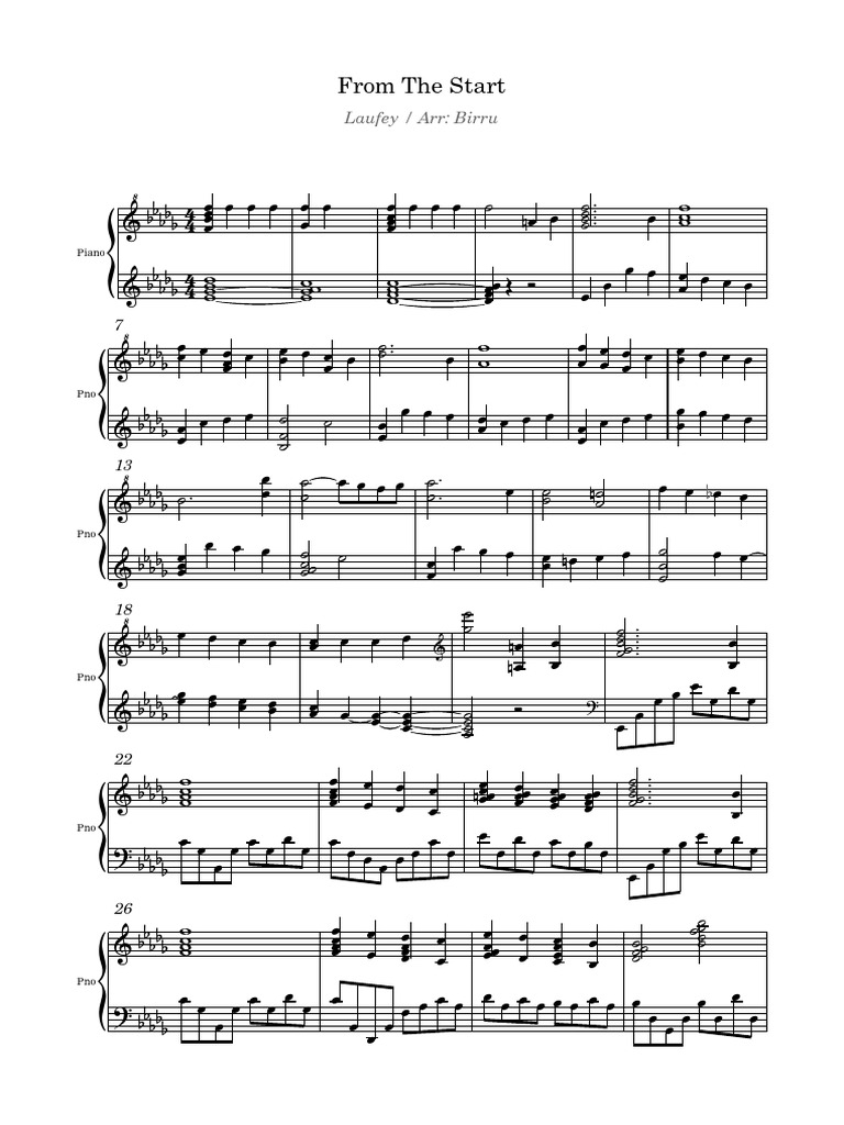 Piano Sheet Music: From The Start | PDF