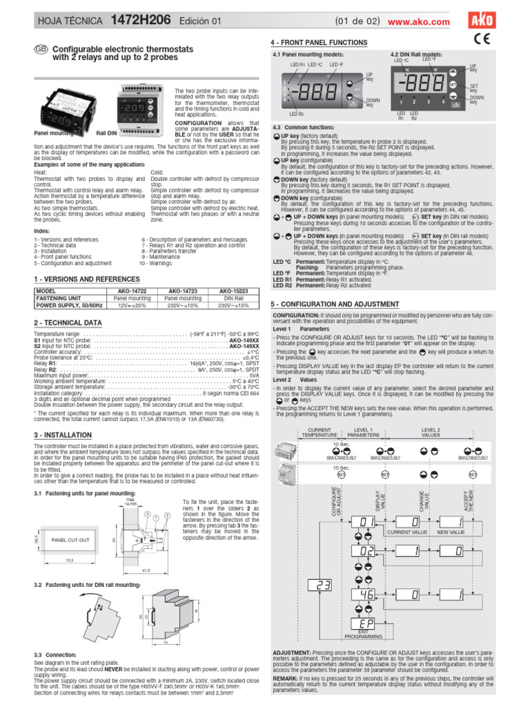 AKO Thermostat Configuration Manual | PDF | Thermostat | Default ...