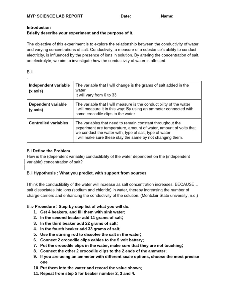 Lab Report - Accelleration | PDF | Sodium Chloride | Salt (Chemistry)