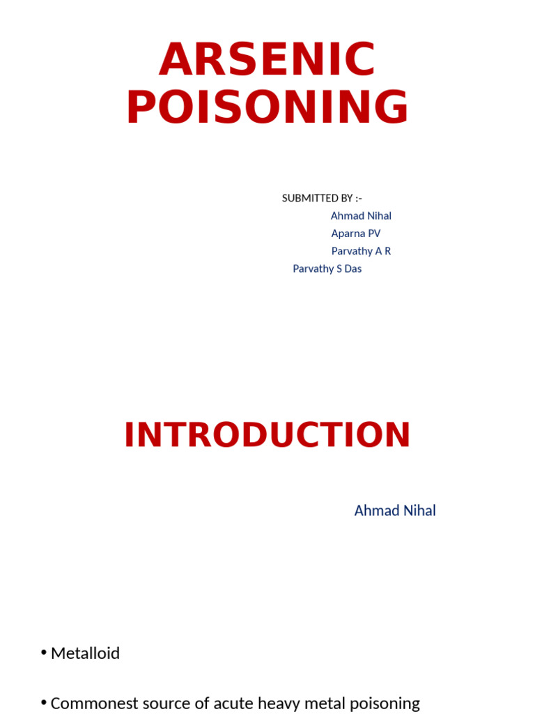 Acute and Chronic Arsenic Poisoning Symptoms | PDF | Arsenic | Clinical ...
