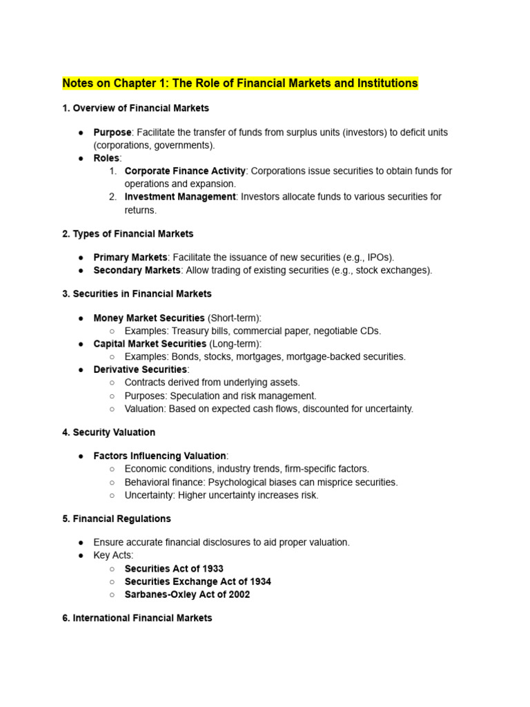 Financial Markets and Interest Rates Overview | PDF | Bonds (Finance ...