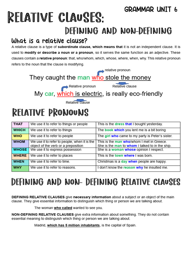 Relative Clauses 4th Bilingual - 230319 - 200153 | PDF | Clause ...