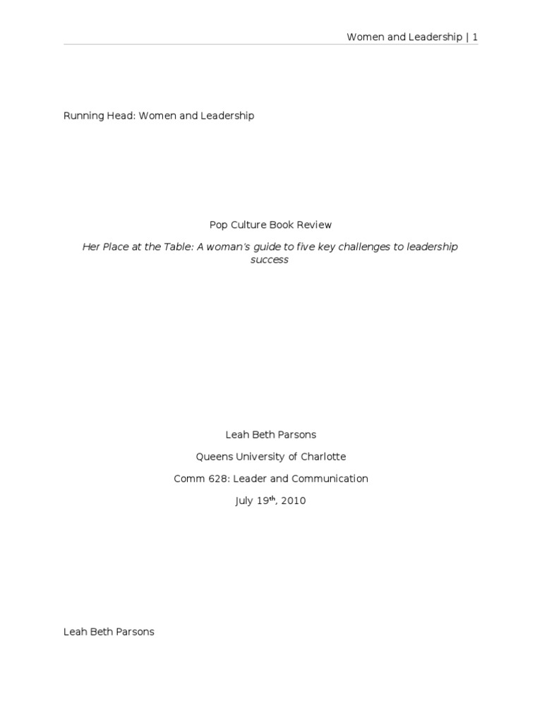 Book Summary - Her Place at The Table | PDF | Leadership | Thought