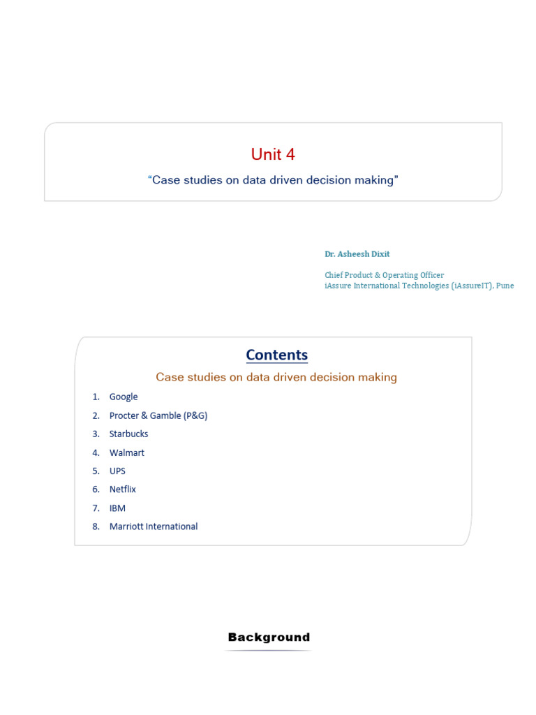 Data-Driven Decision Making Case Studies | PDF | Analytics | Retail