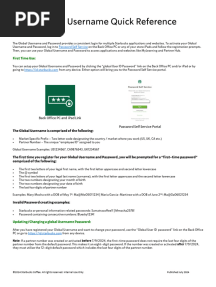 Global Username and Password - Quick Reference Guide
