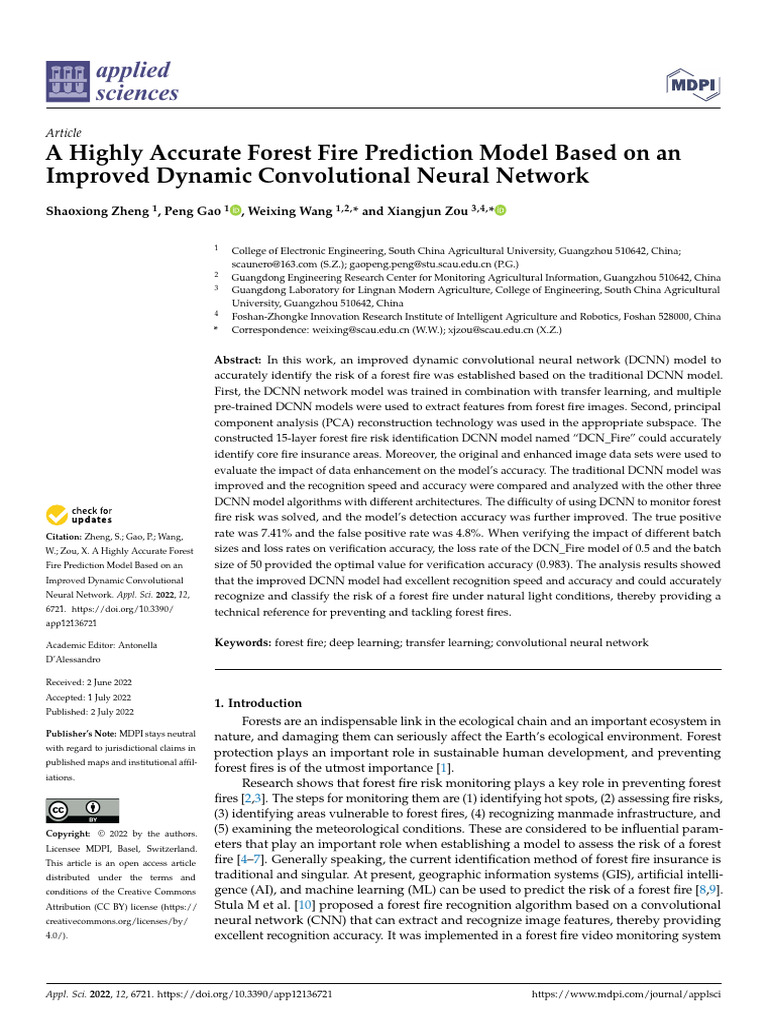 A Highly Accurate Forest Fire Prediction Model Based On An | PDF ...
