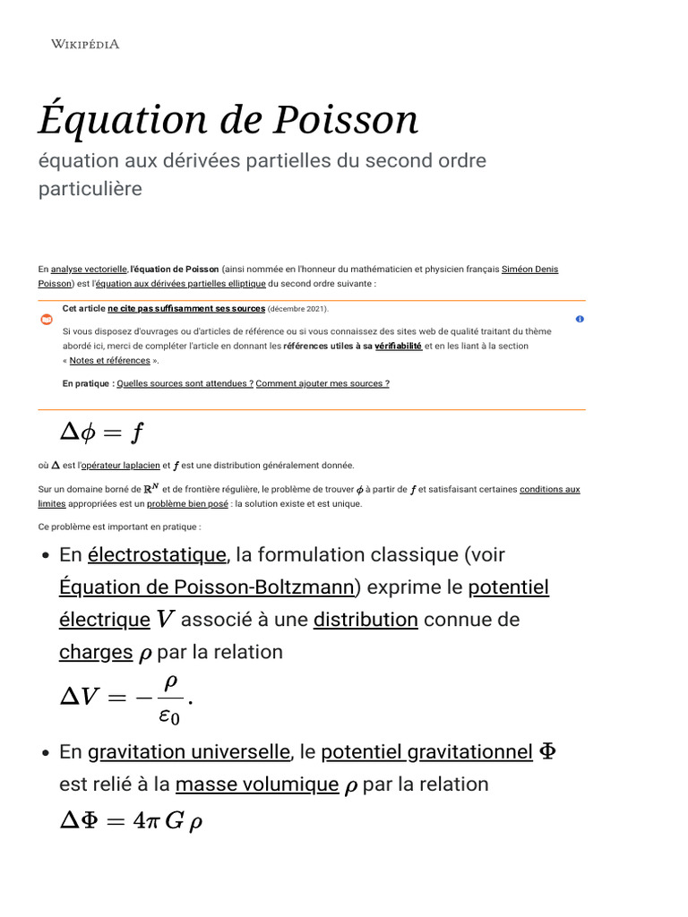 Équation de Poisson et ses applications | PDF | Physique mathématique ...