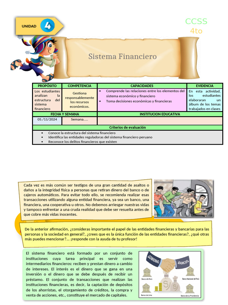 Estructura y Delitos del Sistema Financiero | PDF | Bancos | Sistema ...