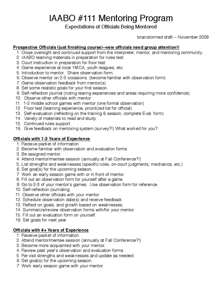 Mentoring Program for Officials | PDF | Mentorship | Teaching