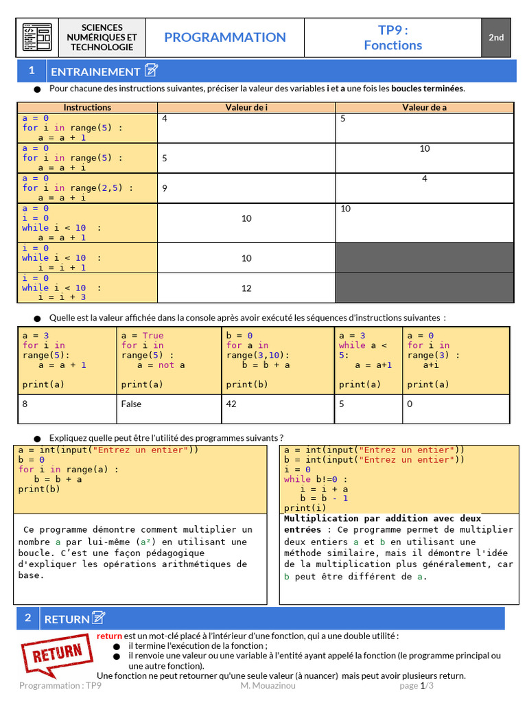 Programmation : Fonctions et Boucles en Python | PDF | Génie logiciel ...