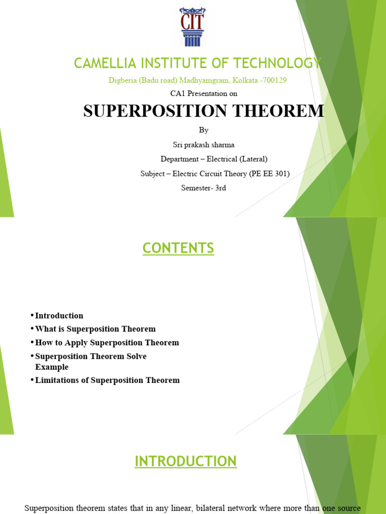 Superposition Theorem Biswajit Kuila | PDF | Electrical Network | Resistor