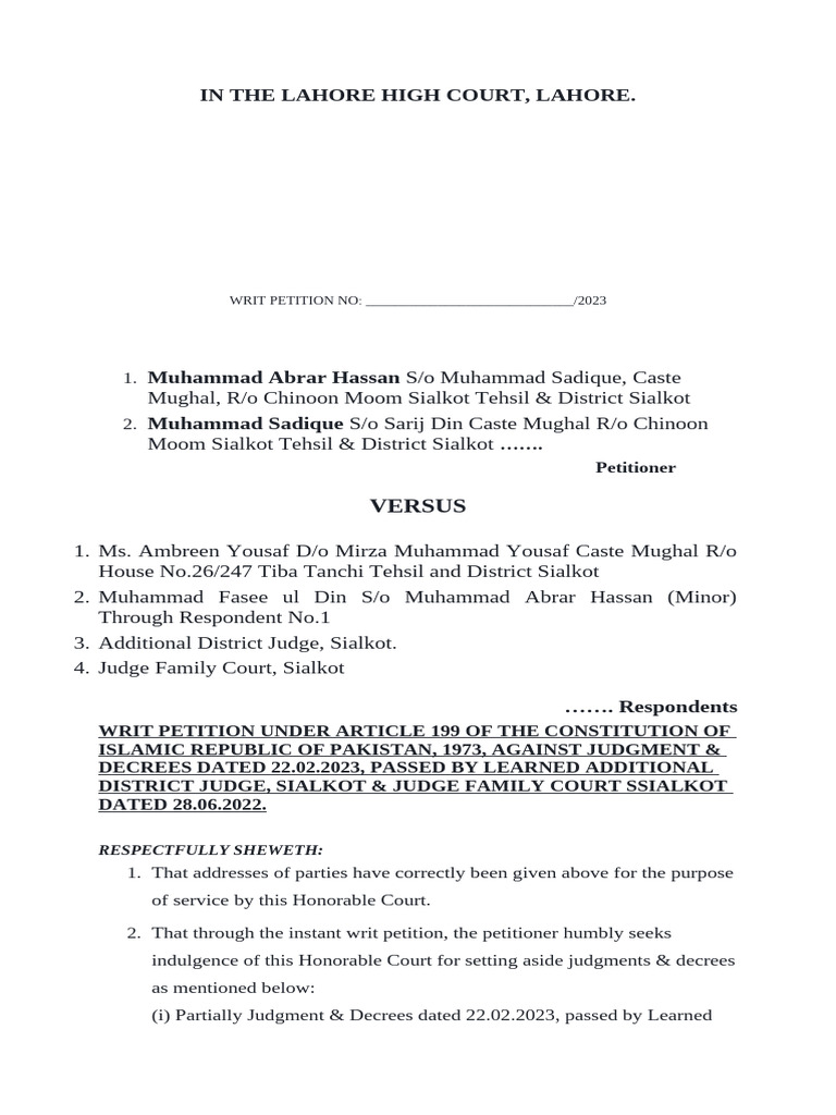 Lahore High Court Writ Petition 2023 | PDF | Judgment (Law) | Lawsuit